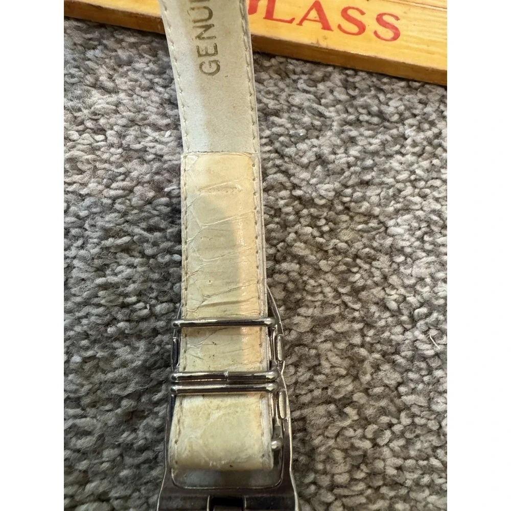 Dame Genuine Snakeskin Women's Yellow Belt Deco Gold Silver Hook Buckle‎
